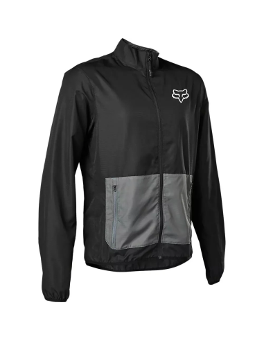 Chaqueta Cortavientos Bicicleta Ranger Negro/Gris Fox